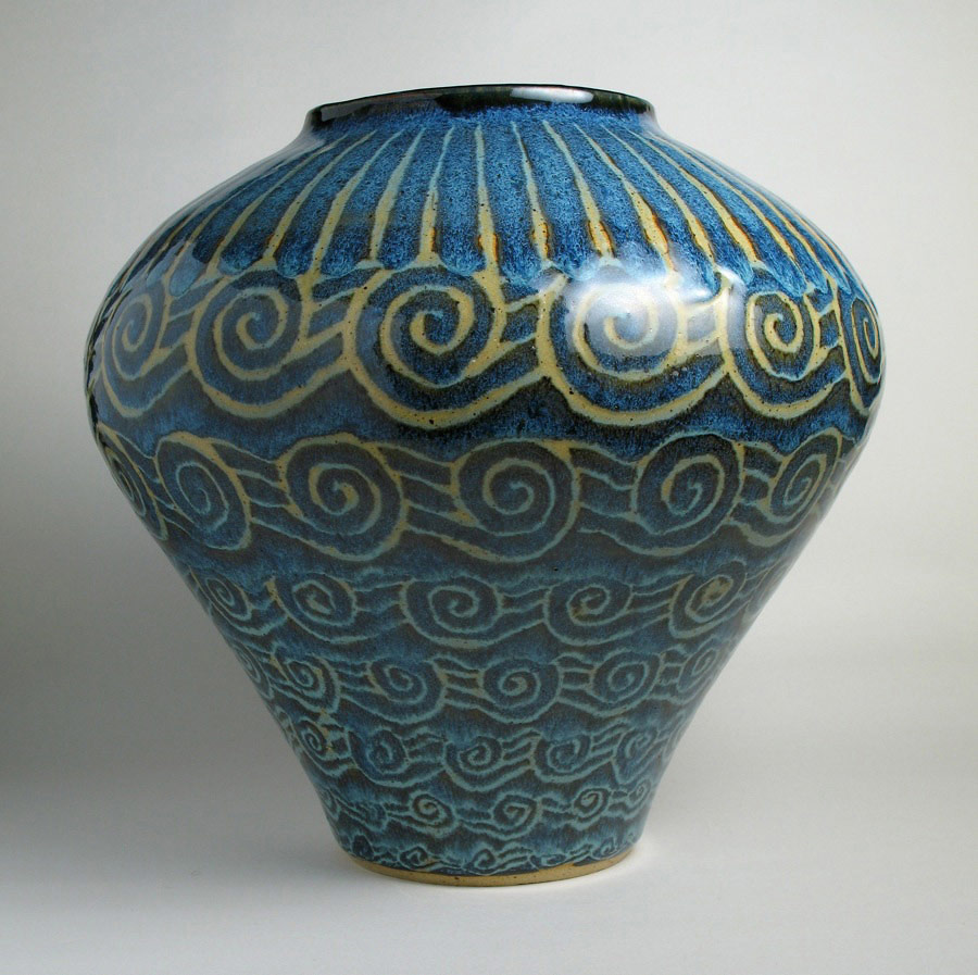 Waves - Blue ceramic vase