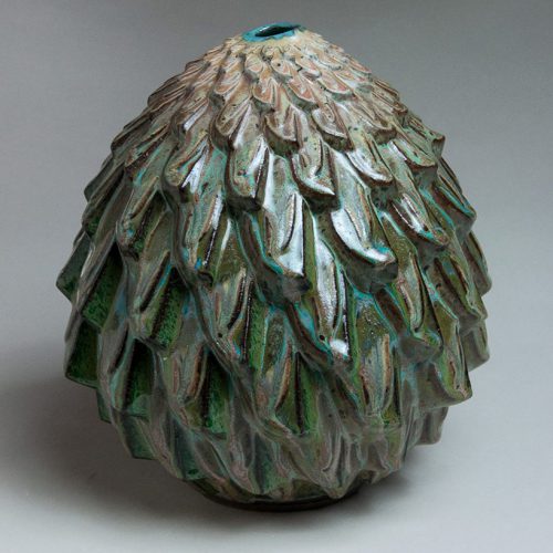 Mossy Periderm - Blue-green Ceramic Pot