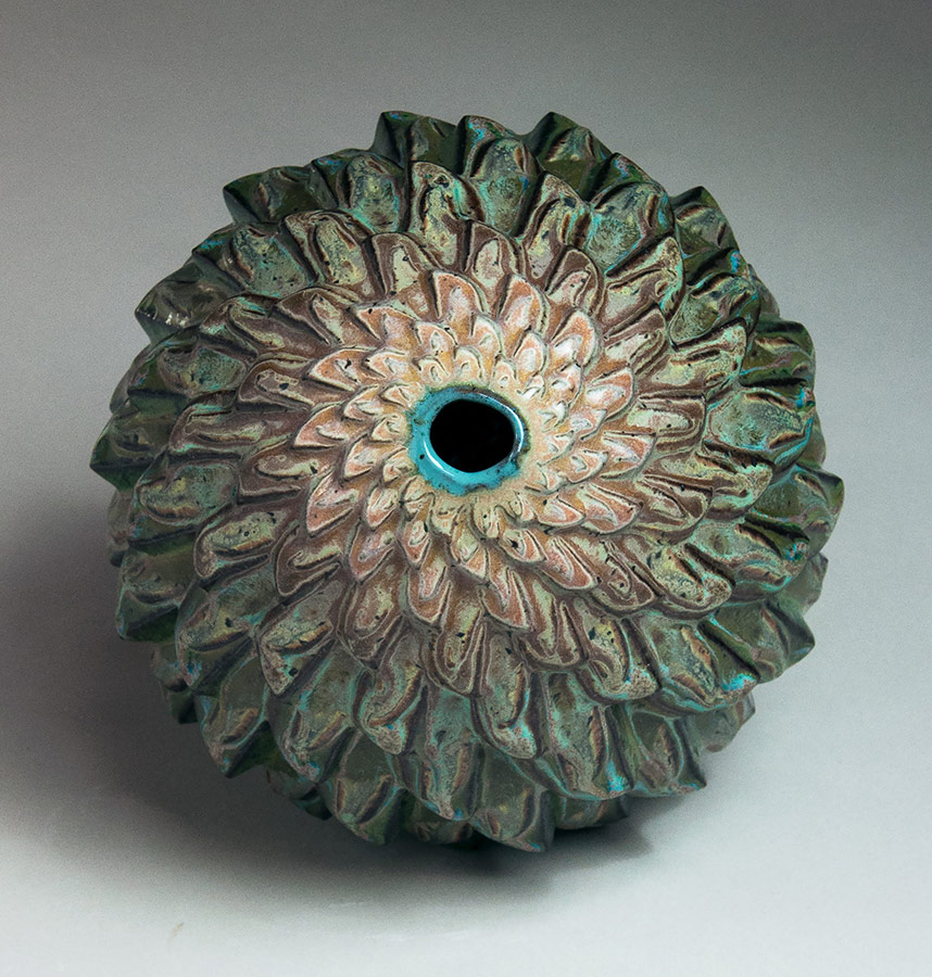 Mossy Periderm - Blue-green ceramic pot
