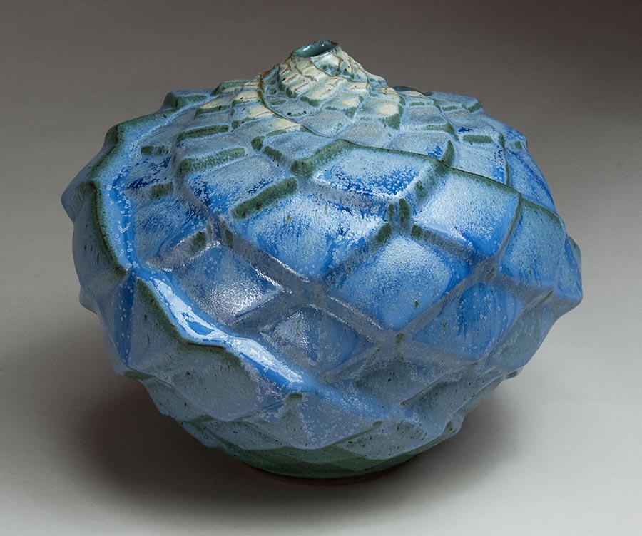 Floating Spiral - Blue ceramic pot