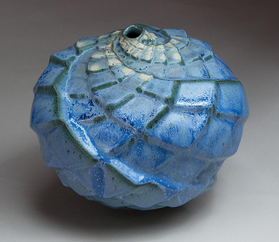 Floating Spiral - Blue ceramic pot