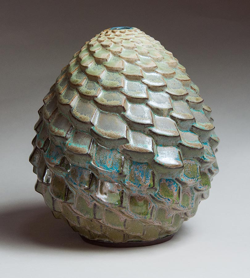 Mossy Periderm - Green-blue ceramic pot