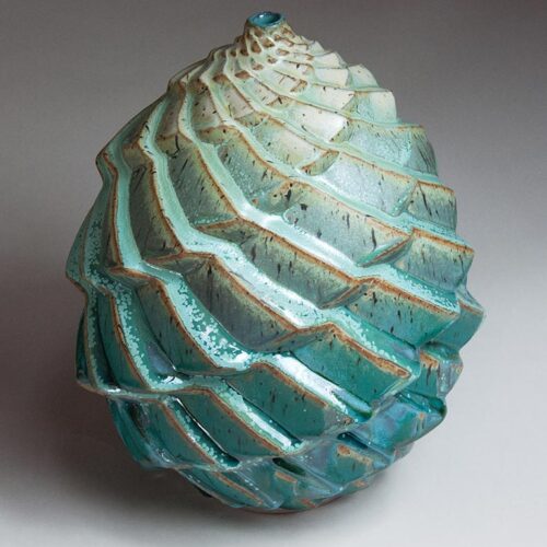 Terraced In Green - Turquoise Ceramic Pot