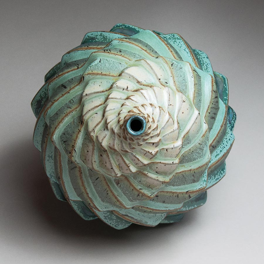 Terraced in Green - Turquoise ceramic pot