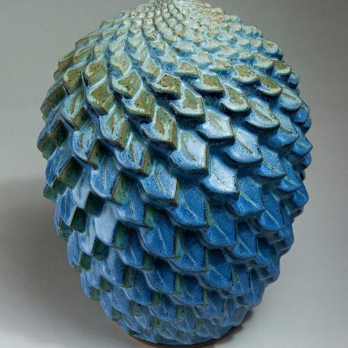 Muscular Succulent 3 - Textured Blue Ceramic Pot