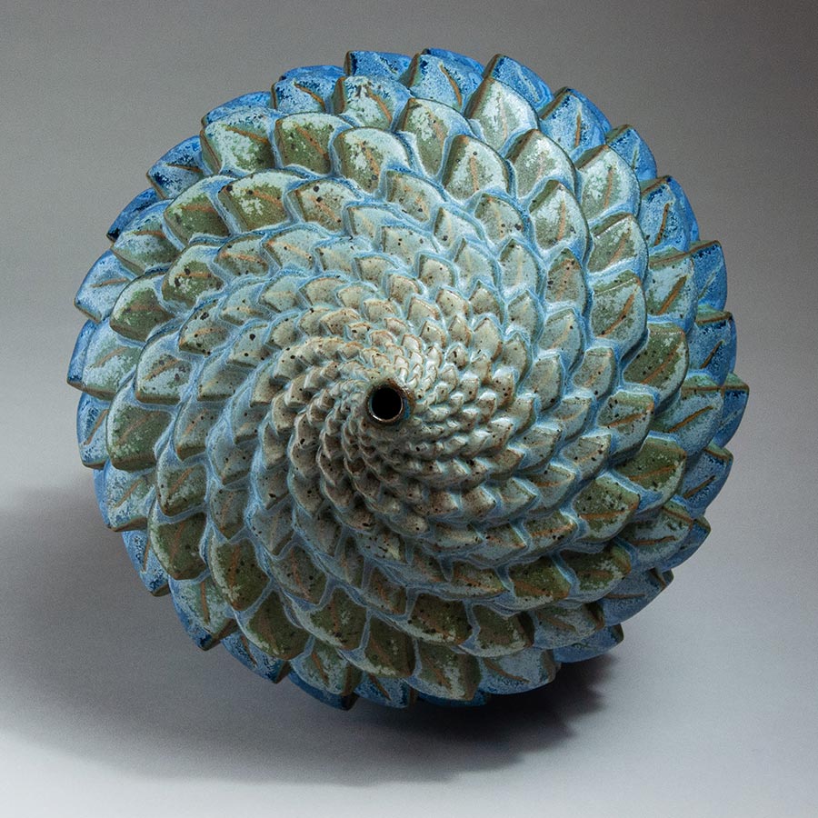 Muscular Succulent 3 - Textured blue ceramic pot