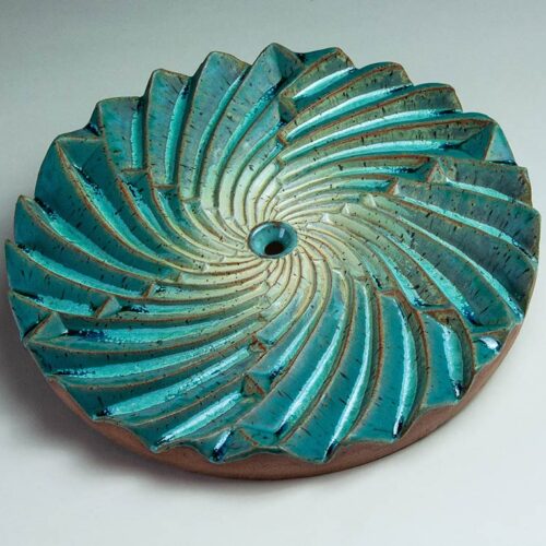 2-D Vessel Intersteller Staircase - Textured Turquoise Ceramic Plate