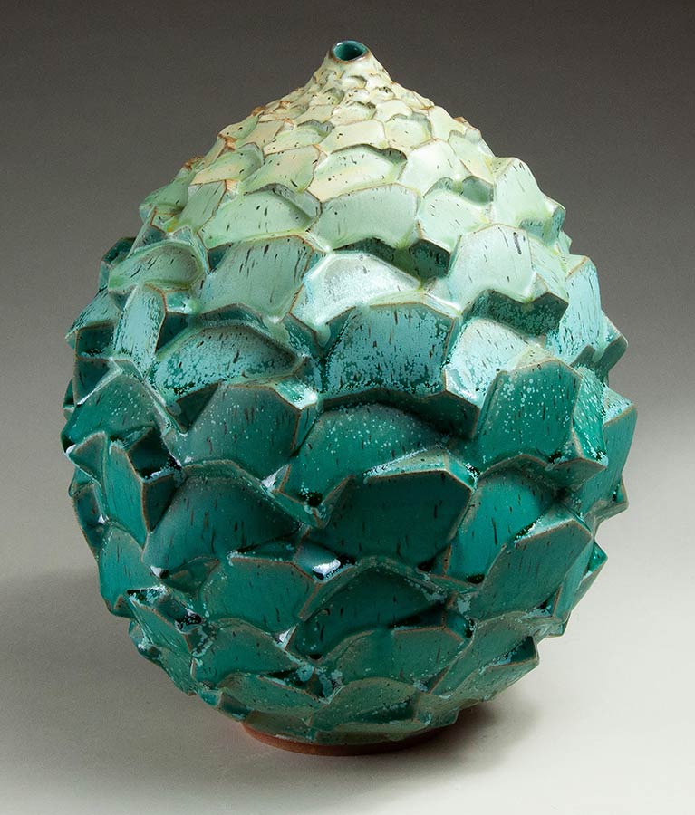 Teal Rocky Road - Textured turquoise ceramic pot