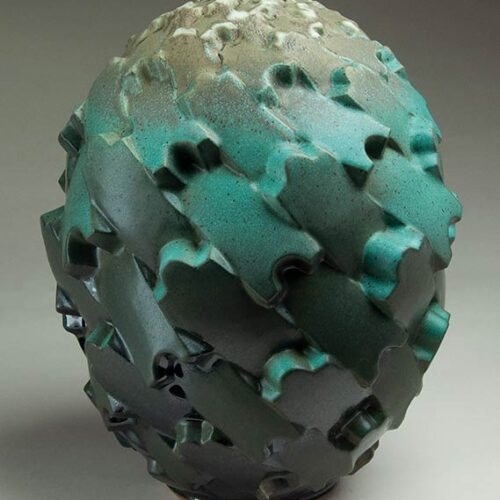 Puzzle - Textured Green Ceramic Pot