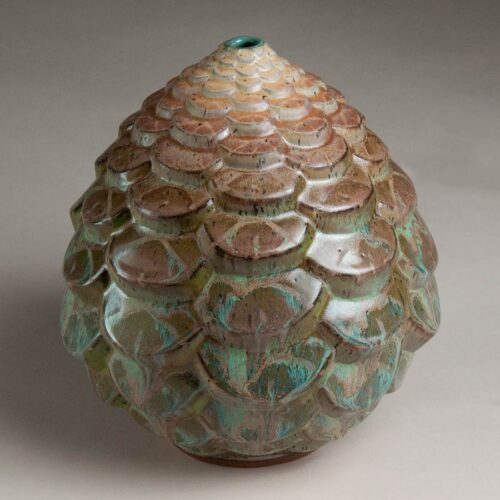 Copper Overflow - Rust and tan colored ceramic pot