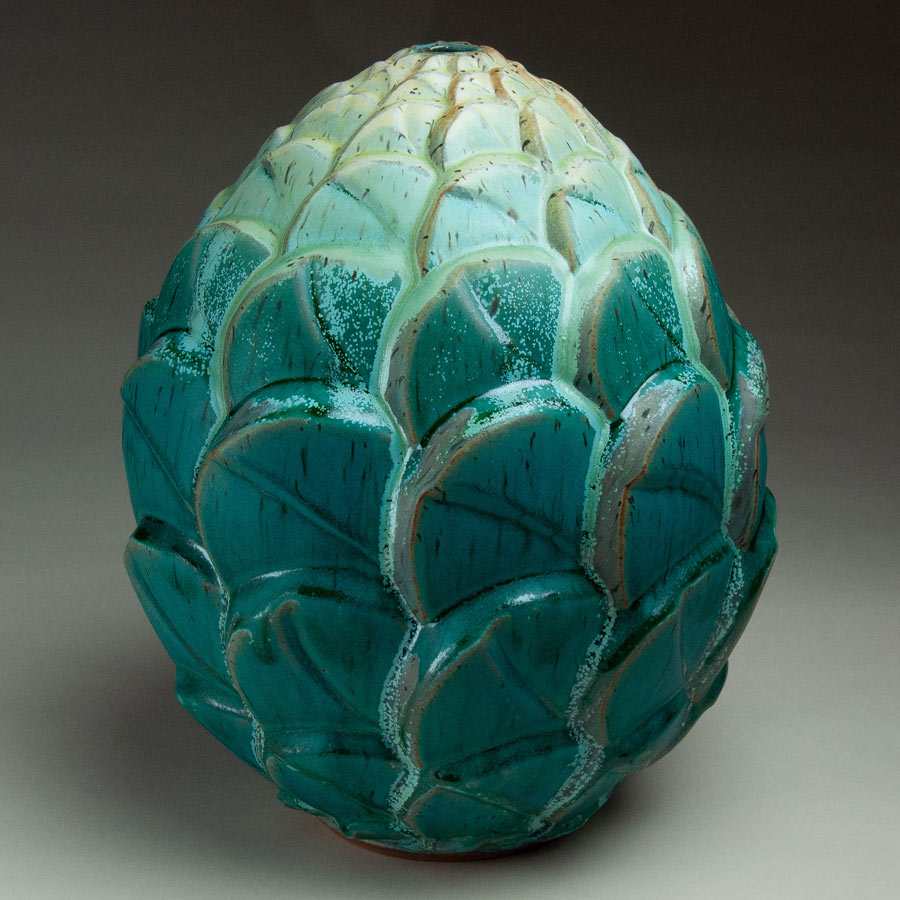 Bud 1 - Textured turquoise ceramic pot